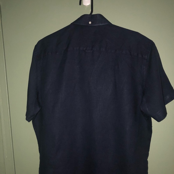 Nordstrom Men's Shop Solid Linen Short Sleeve - Picture 5 of 6